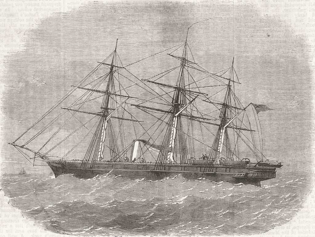 SHIPS. HMS sloop Columbine, with Lumley rudder 1863 old antique print picture